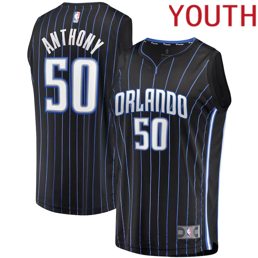 Youth Orlando Magic 50 Cole Anthony Fanatics Branded Black Draft First Round Pick Fast Break Replica NBA Jersey